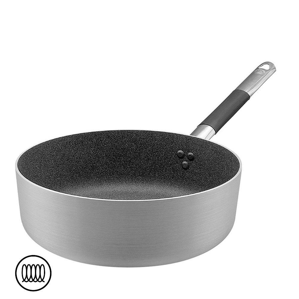 Agnelli SharkSkin Lage anti-aanbak aluminium inductiepan met cool roestvrij stalen handgreep
