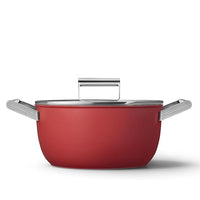 Smeg Cookware 50's Style tall non-stick casserole with lid in aluminum