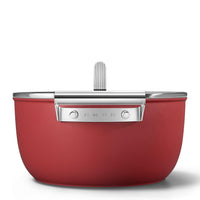 Smeg Cookware 50's Style tall non-stick casserole with lid in aluminum