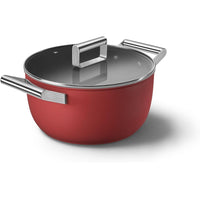 Smeg Cookware 50's Style tall non-stick casserole with lid in aluminum