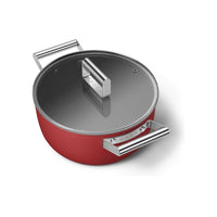 Smeg Cookware 50's Style tall non-stick casserole with lid in aluminum