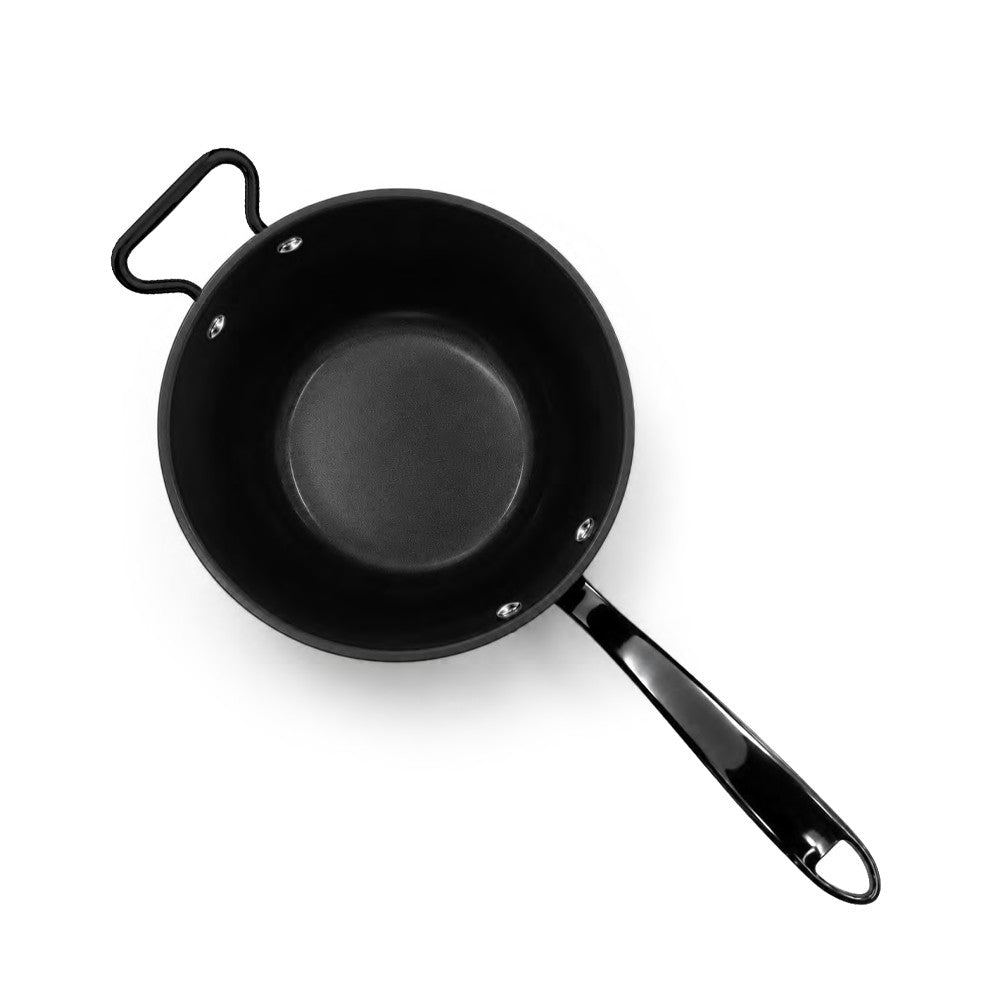 28 cm - Agnelli Ferro Wok In Ferro Nitrurato Con Manico e Maniglia