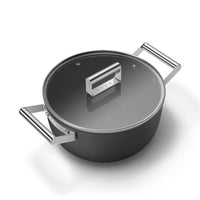 24 cm - Smeg Cookware tall non-stick ceramic casserole in aluminum with lid