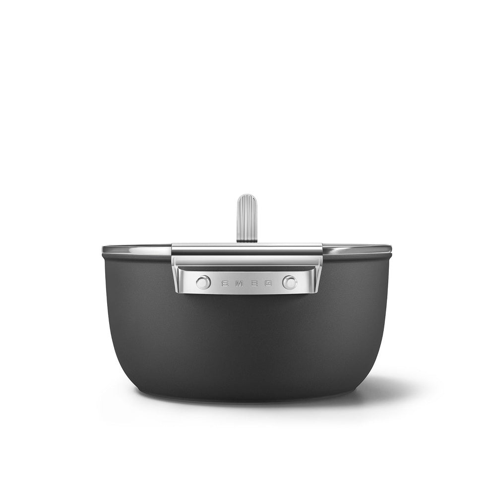 24 cm - Smeg Cookware tall non-stick ceramic casserole in aluminum with lid