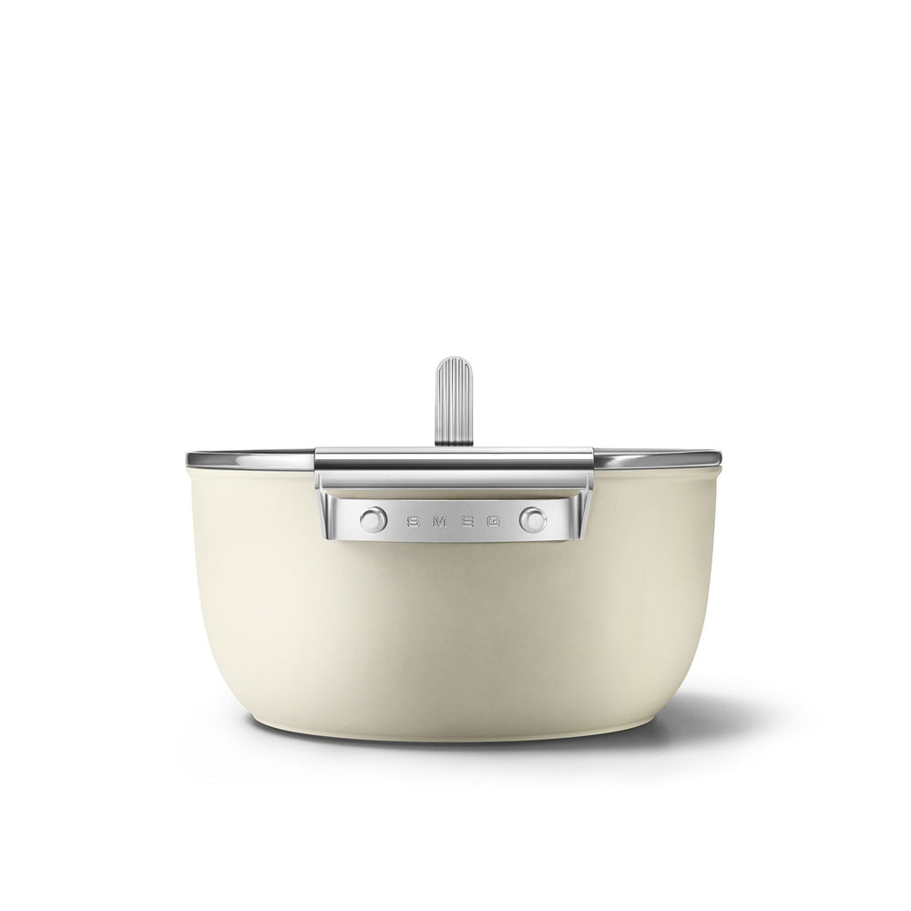 24 cm - Smeg Cookware tall non-stick ceramic casserole in aluminum with lid