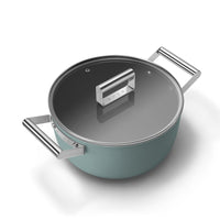 24 cm - Smeg Cookware tall non-stick ceramic casserole in aluminum with lid