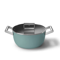 24 cm - Smeg Cookware tall non-stick ceramic casserole in aluminum with lid