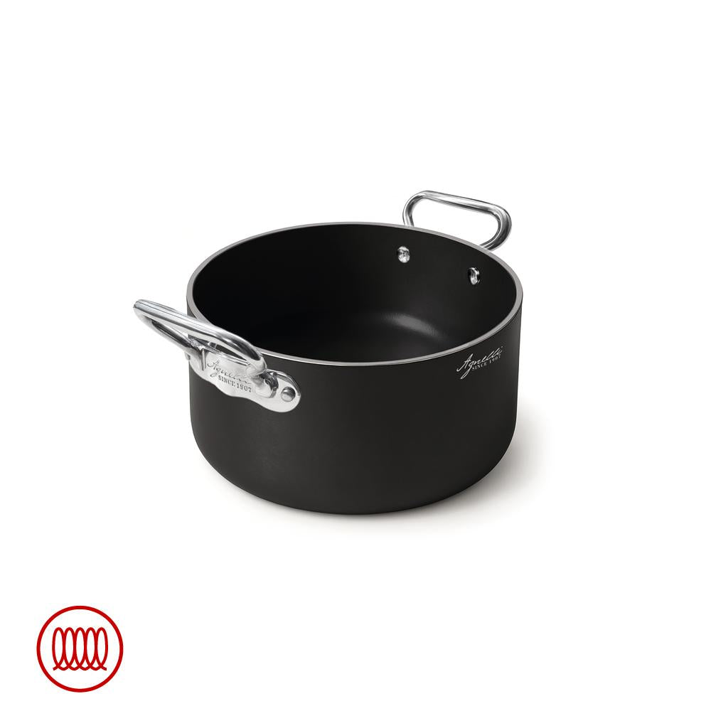 Agnelli AlBlack 1907 Hoge inductie anti-aanbak aluminium pan 5mm met 2 roestvrij stalen handgrepen