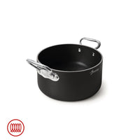 Agnelli AlBlack 1907 Hoge inductie anti-aanbak aluminium pan 5mm met 2 roestvrij stalen handgrepen