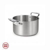 Agnelli Alu-Inox 3-ply High Induction Saucepan With Two Handles In Brushed AluInox