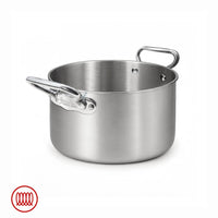 Agnelli Alu-Inox 3-ply High Induction Saucepan With Two Handles In Brushed AluInox