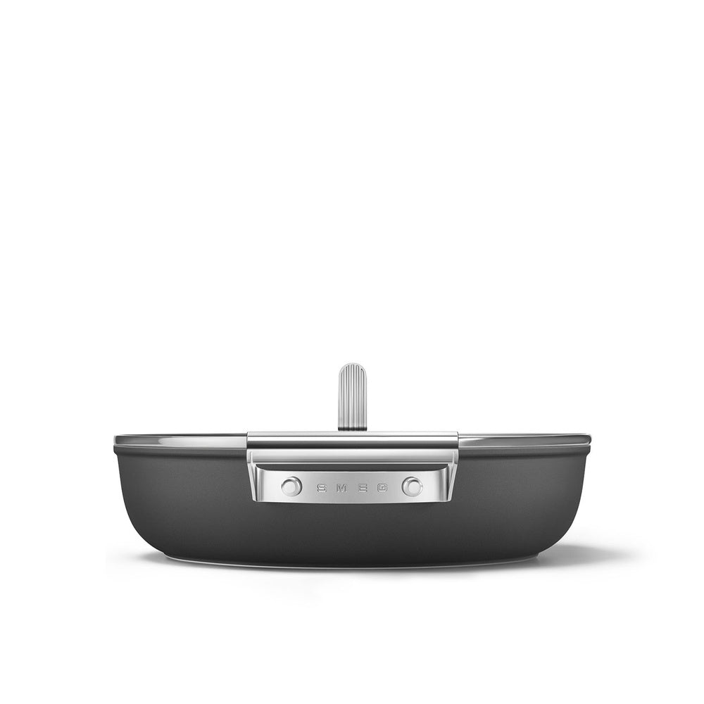 28 cm - Smeg Cookware shallow non-stick ceramic pan in aluminum with lid