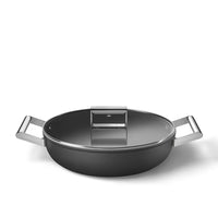 28 cm - Smeg Cookware shallow non-stick ceramic pan in aluminum with lid