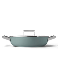 28 cm - Smeg Cookware shallow non-stick ceramic pan in aluminum with lid