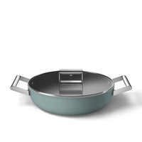 28 cm - Smeg Cookware shallow non-stick ceramic pan in aluminum with lid