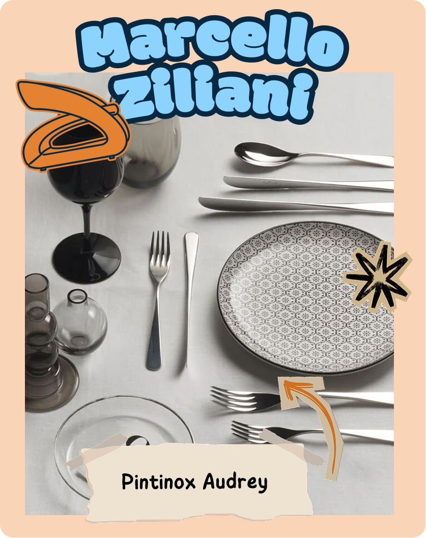 Utensili da cucina: cucchiai, forchette e coltelli su piano di legno chiaro.