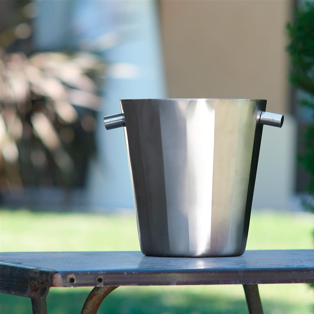 Ø19.5 x H.22 cm - Portofino Double Wall Seau porte-bouteilles en acier satiné
