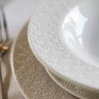 27.5 cm - Tognana Margaret Plato llano con borde en relieve de porcelana Set de 6 pz