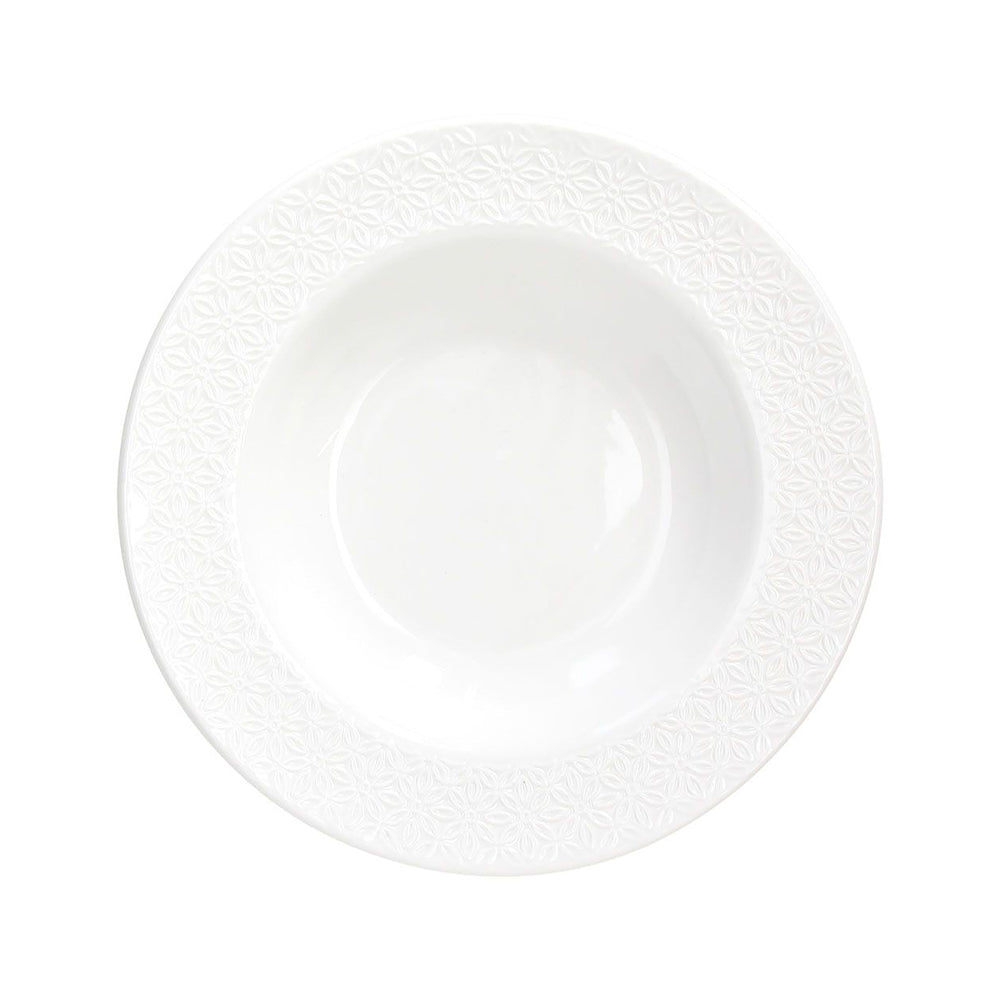 22 cm - Tognana Margaret Suppenteller mit Reliefrand aus Porzellan Set mit 6 Stk