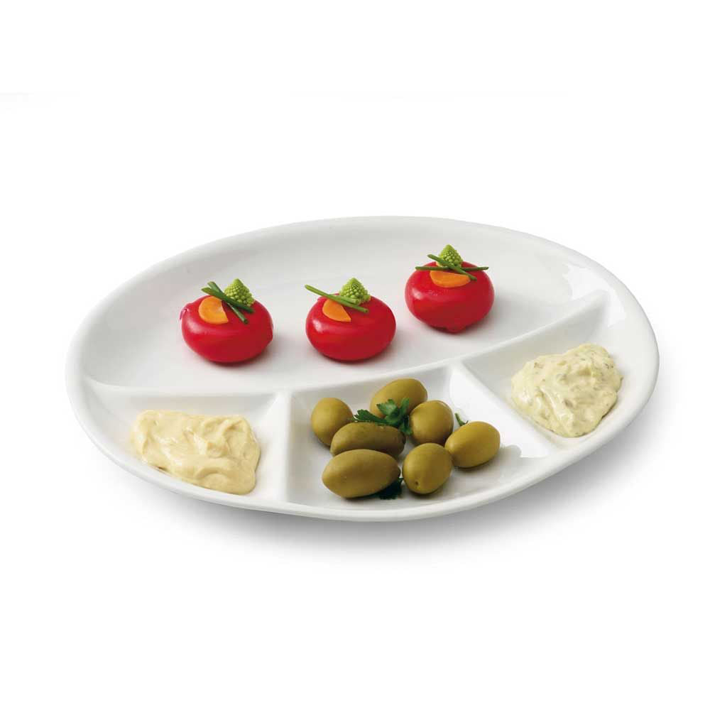 28 x 24 cm - Tognana Party Assiette Fondue Ovale En Porcelaine Set 6 pièces
