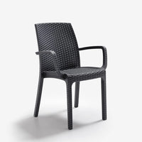 Bica Verona Rattan Gartenstuhl mit Armlehnen stapelbar aus Polypropylen