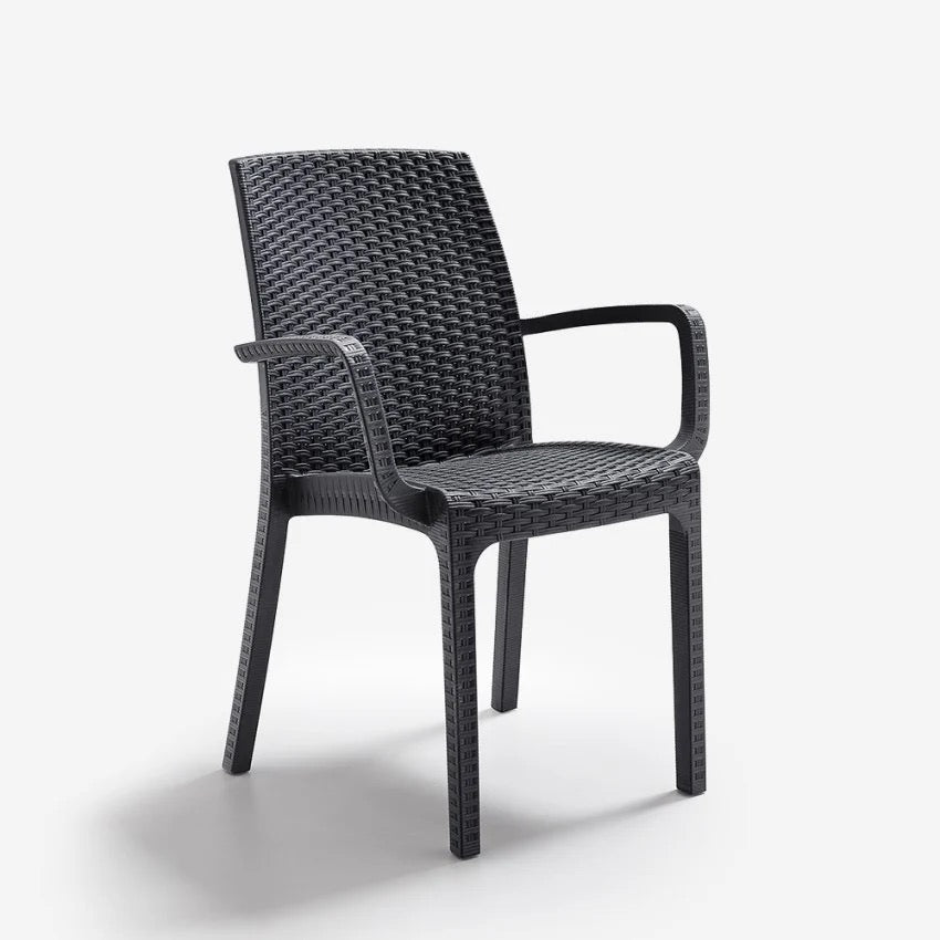 Bica Verona Rattan Gartenstuhl mit Armlehnen stapelbar aus Polypropylen