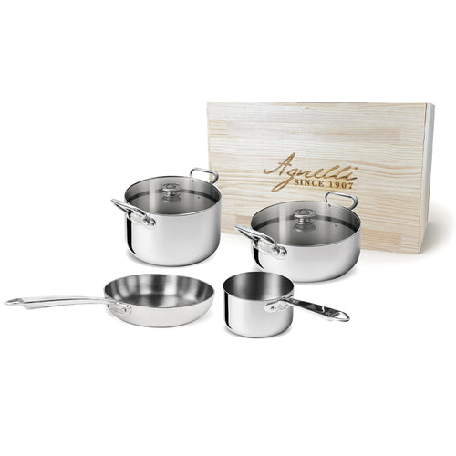 Agnelli Alu-Inox 5-Ply Batteria Pentole Induzione In Alu-Inox Set 6 Pz