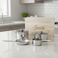 Agnelli Alu-Inox 5-Ply Batteria Pentole Induzione In Alu-Inox Set 6 Pz