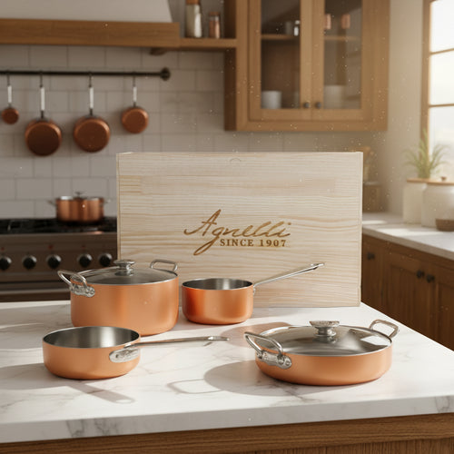 Agnelli Copper4 Batterie de casseroles à induction en cuivre Set de de 6 pz