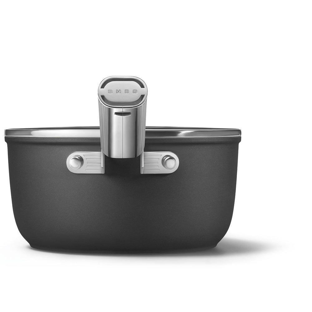 20 cm - Smeg Cookware tall casserole with handle non-stick ceramic in aluminum with lid