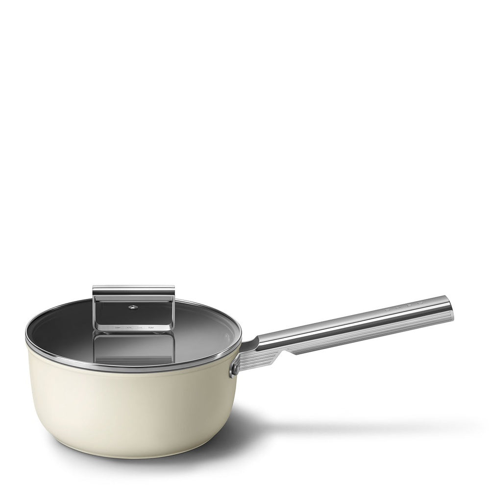 20 cm - Smeg Cookware tall casserole with handle non-stick ceramic in aluminum with lid