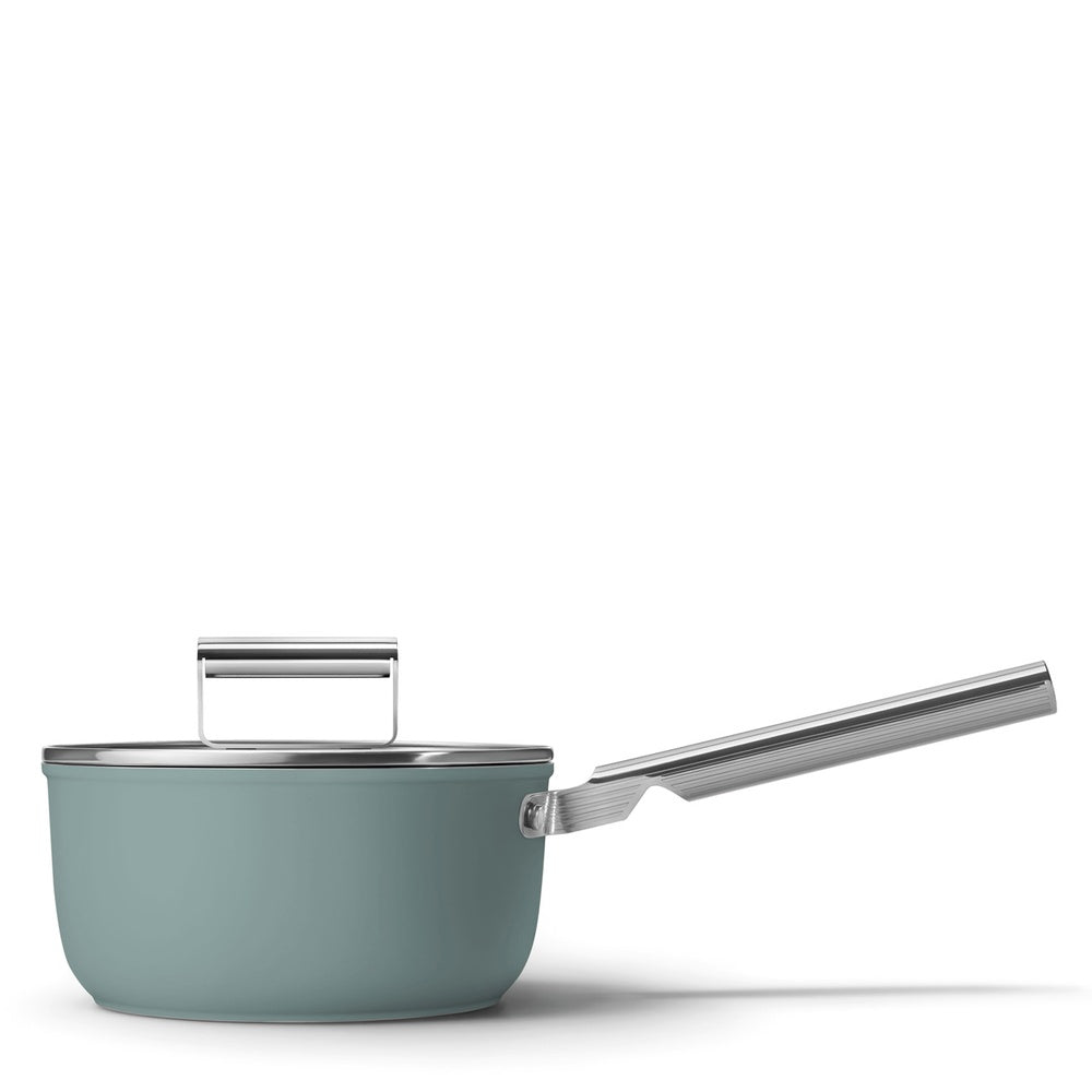 20 cm - Smeg Cookware tall casserole with handle non-stick ceramic in aluminum with lid