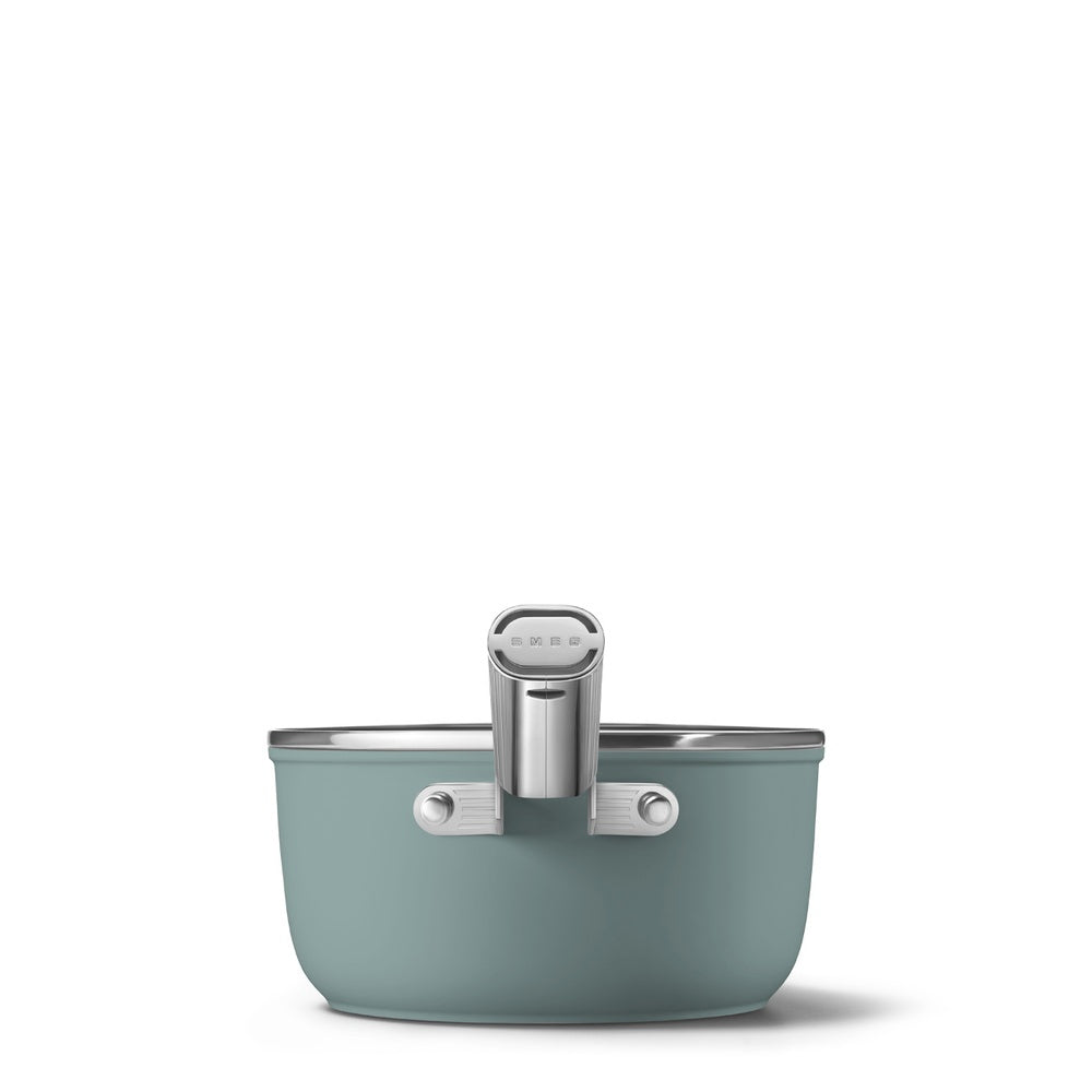 20 cm - Smeg Cookware tall casserole with handle non-stick ceramic in aluminum with lid