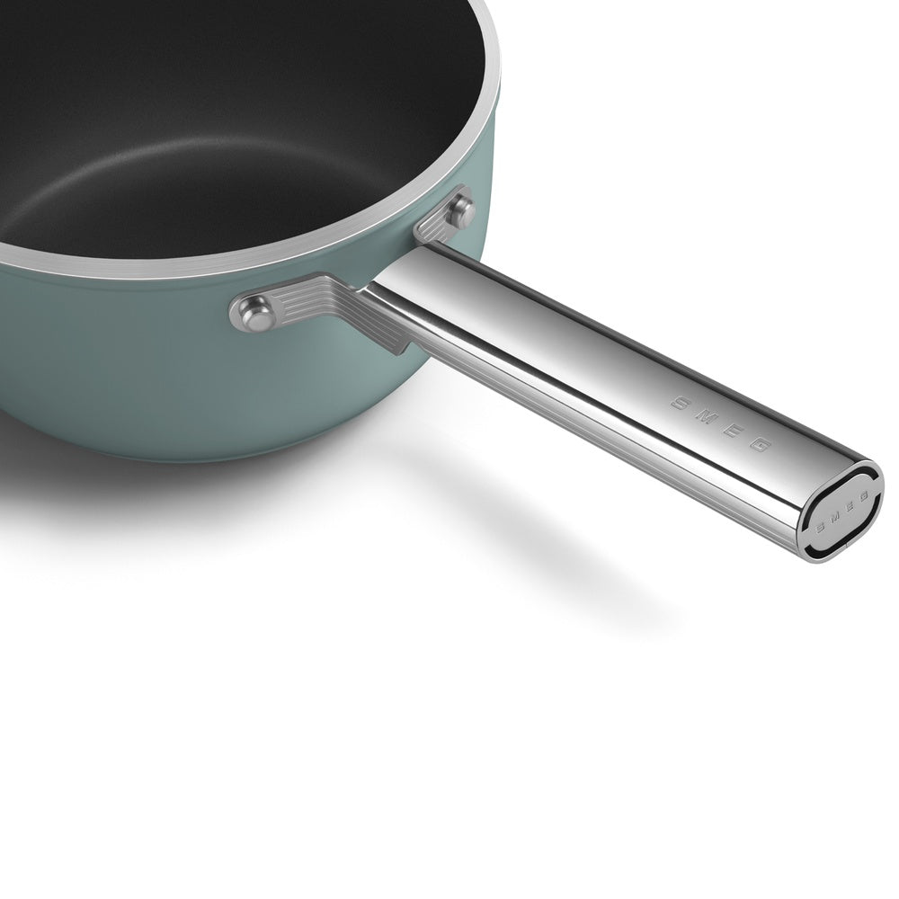 20 cm - Smeg Cookware tall casserole with handle non-stick ceramic in aluminum with lid