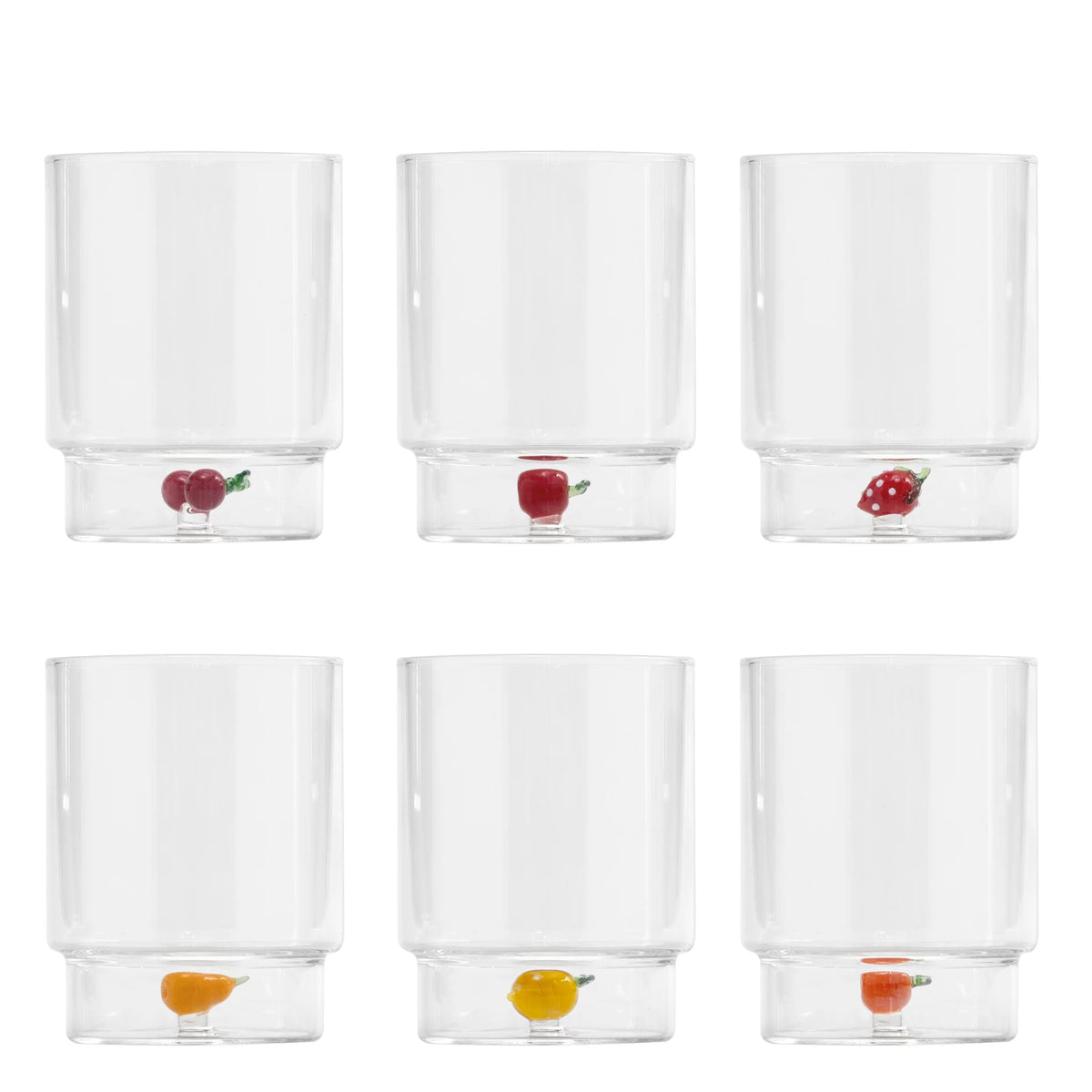35 cl - Zafferano Teca Frutta Bicchiere Acqua In Vetro Set 6 Pz