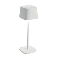 White table lamp with square base and shade in matte material, modern minimalist design