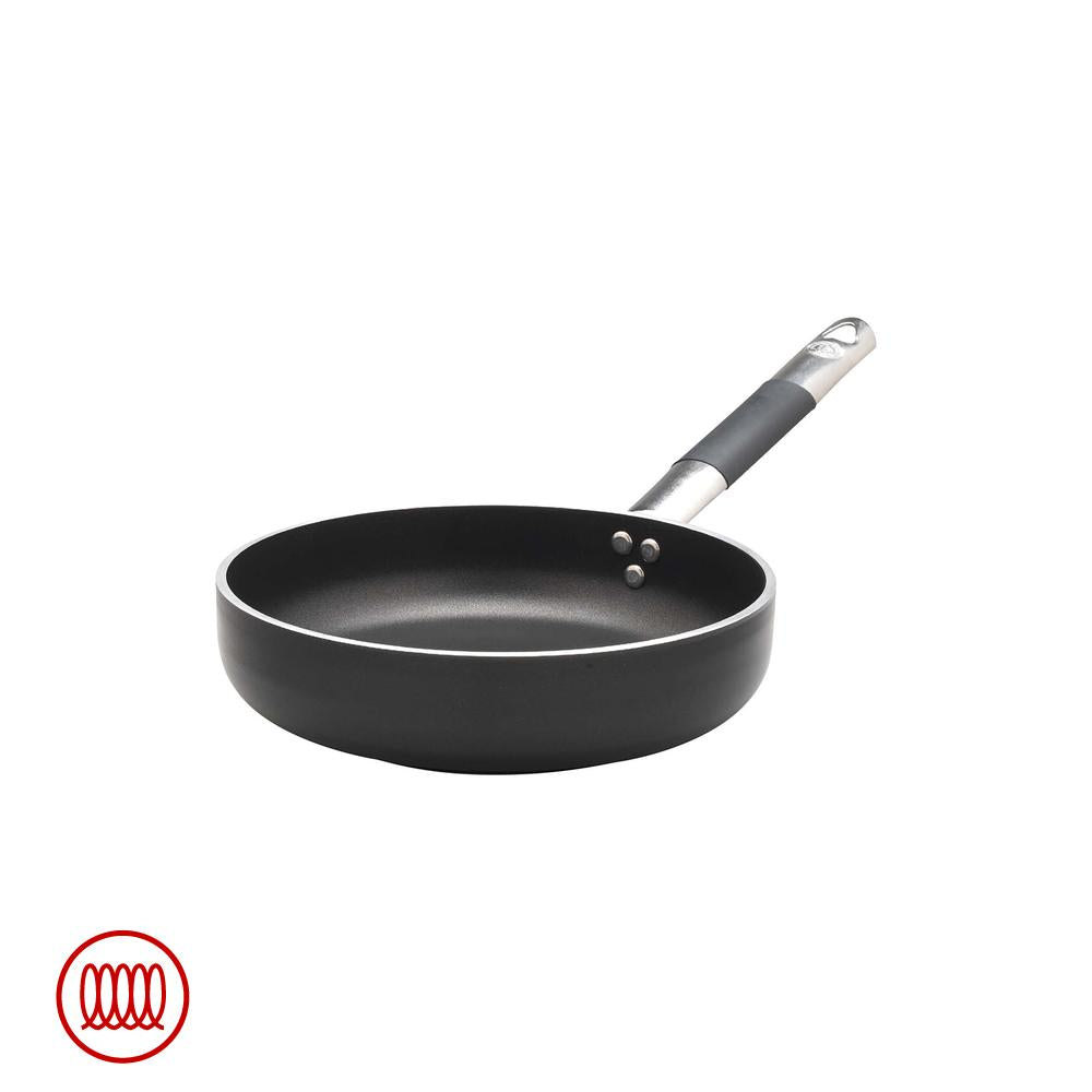 Agnelli AlBlack Poêle Haute Sauté Induction en Aluminium Antiadhésif 5mm avec Manche Cool Inox