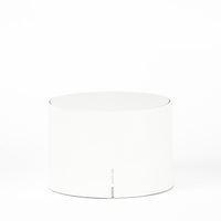 Glossy white cylindrical container with lid, smooth surface and "push-up" logo at the bottom. White background.