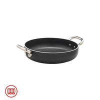 Agnelli AlBlack Niedrige Induktions-Bratpfanne aus Antihaft-Aluminium 5mm mit 2 Edelstahlgriffen
